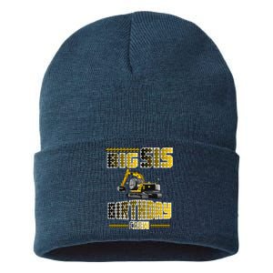 Big Sis Sister Birthday Crew Party Excavator Sustainable Knit Beanie