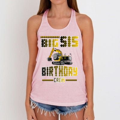 Big Sis Sister Birthday Crew Party Excavator Women's Knotted Racerback Tank