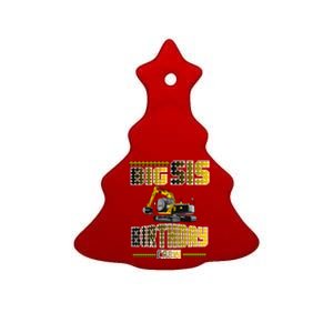 Big Sis Sister Birthday Crew Party Excavator Ceramic Tree Ornament