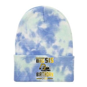 Big Sis Sister Birthday Crew Party Excavator Tie Dye 12in Knit Beanie