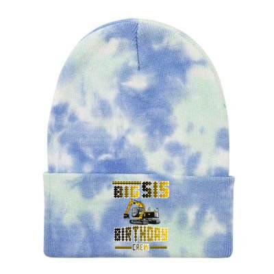 Big Sis Sister Birthday Crew Party Excavator Tie Dye 12in Knit Beanie