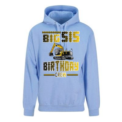 Big Sis Sister Birthday Crew Party Excavator Unisex Surf Hoodie