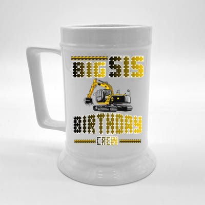 Big Sis Sister Birthday Crew Party Excavator Beer Stein