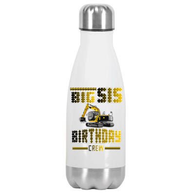 Big Sis Sister Birthday Crew Party Excavator Stainless Steel Insulated Water Bottle