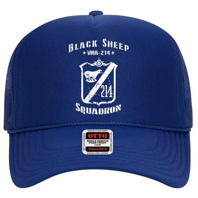 Black Sheepp Squadron VMA214 WWII Vintage High Crown Mesh Back Trucker Hat