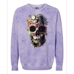 Bloom Skull Sunflower Colorblast Crewneck Sweatshirt