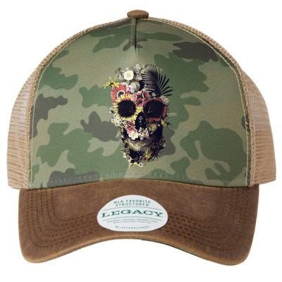 Bloom Skull Sunflower Legacy Tie Dye Trucker Hat