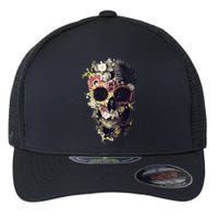 Bloom Skull Sunflower Flexfit Unipanel Trucker Cap