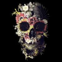 Bloom Skull Sunflower Flexfit Unipanel Trucker Cap