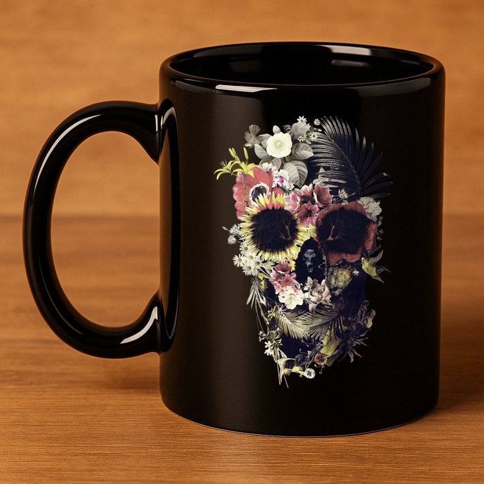 Bloom Skull Sunflower 11oz C Handle Ceramic Mug