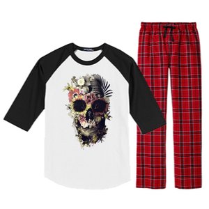 Bloom Skull Sunflower Raglan Sleeve Pajama Set