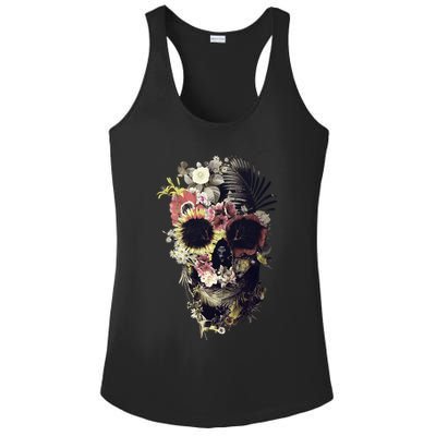 Bloom Skull Sunflower Ladies PosiCharge Competitor Racerback Tank