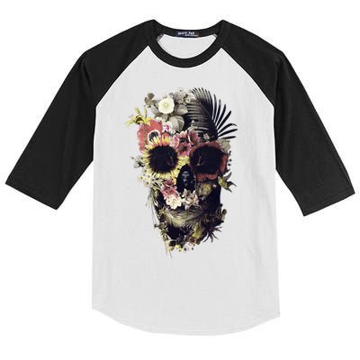 Bloom Skull Sunflower Kids Colorblock Raglan Jersey
