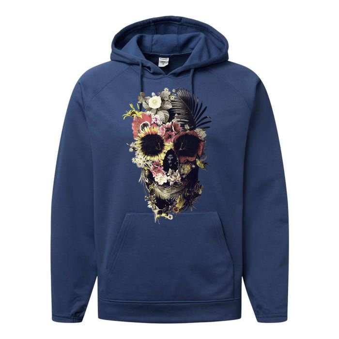 Bloom Skull Sunflower Performance Fleece Hoodie