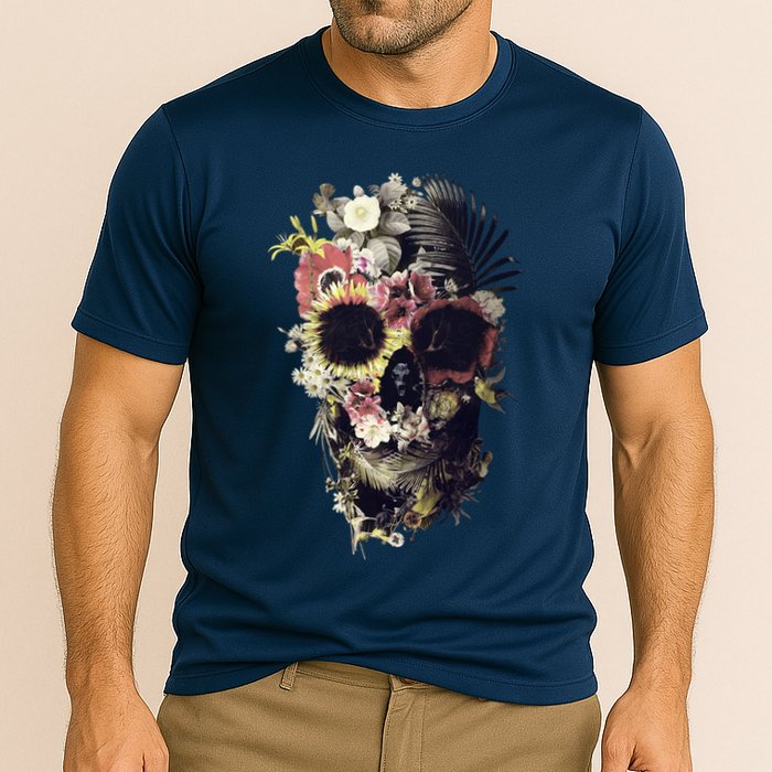 Bloom Skull Sunflower Cooling Performance Crew T-Shirt