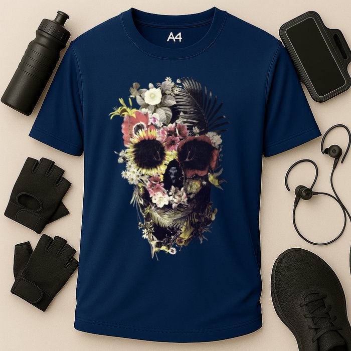Bloom Skull Sunflower Cooling Performance Crew T-Shirt