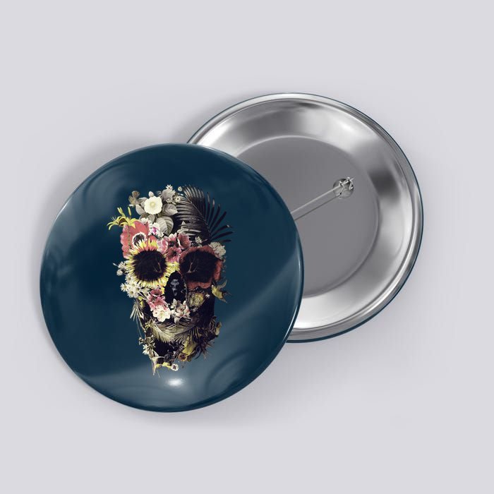Bloom Skull Sunflower Button
