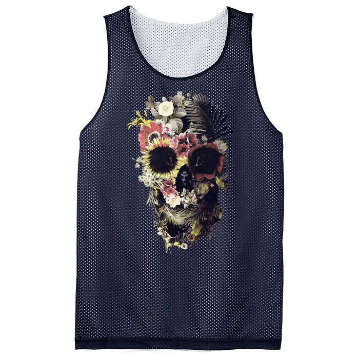 Bloom Skull Sunflower Mesh Reversible Basketball Jersey Tank