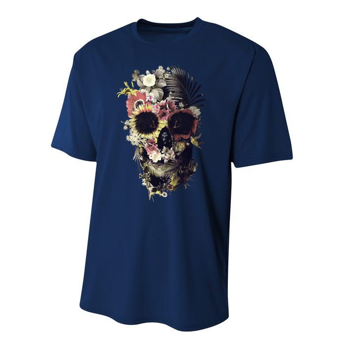 Bloom Skull Sunflower Performance Sprint T-Shirt