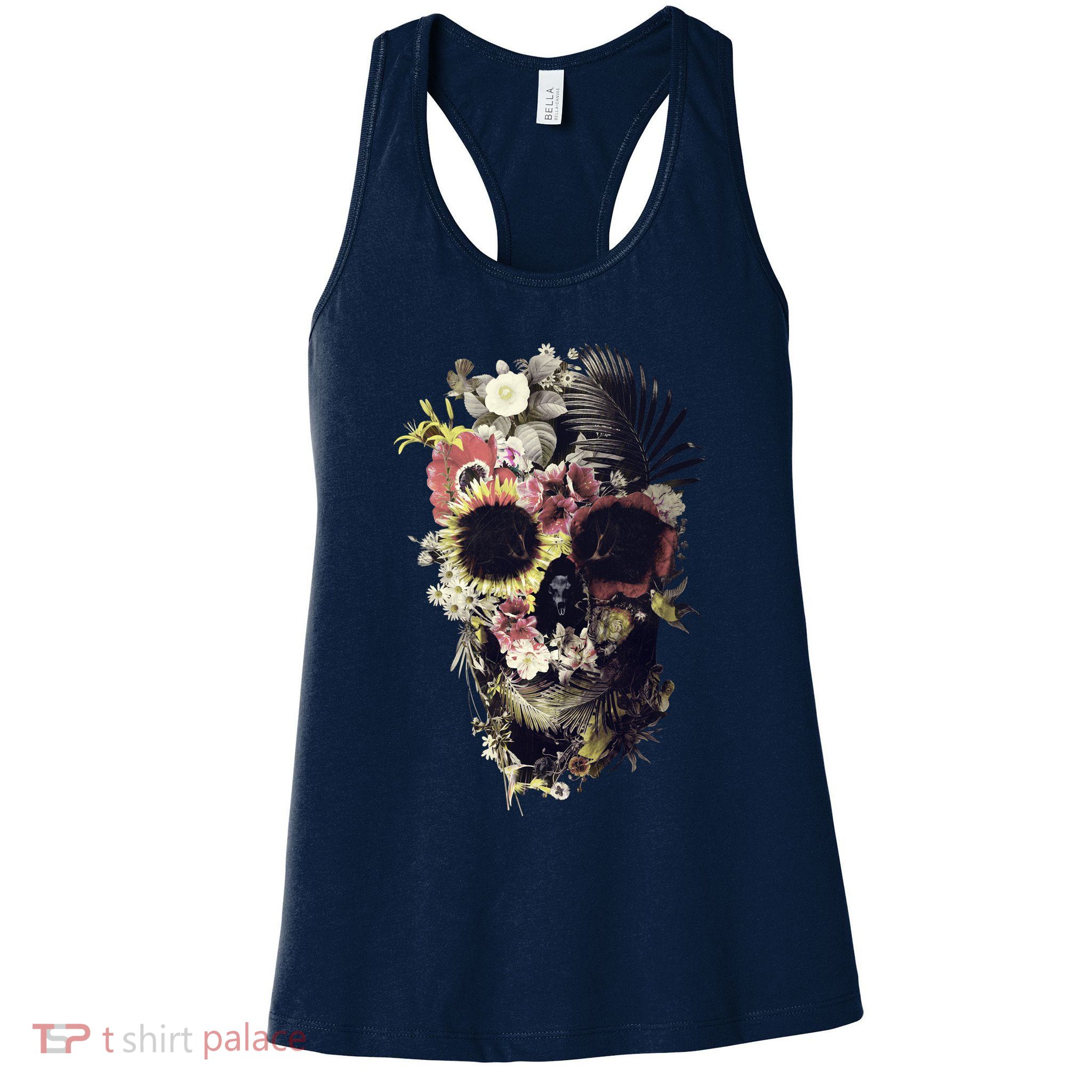 Bloom Skull Sunflower Womens Tank Top