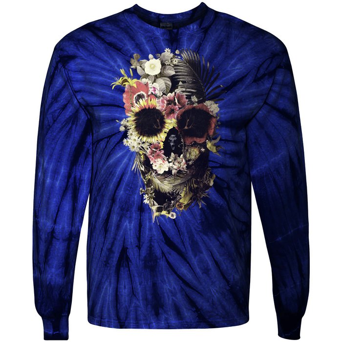 Bloom Skull Sunflower Tie-Dye Long Sleeve Shirt