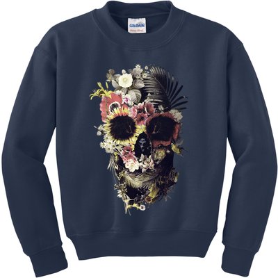 Bloom Skull Sunflower Kids Sweatshirt