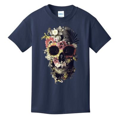 Bloom Skull Sunflower Kids T-Shirt