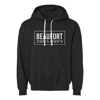 Beaufort Sc South Carolina Funny City Coordinates Home Gift Garment-Dyed Fleece Hoodie