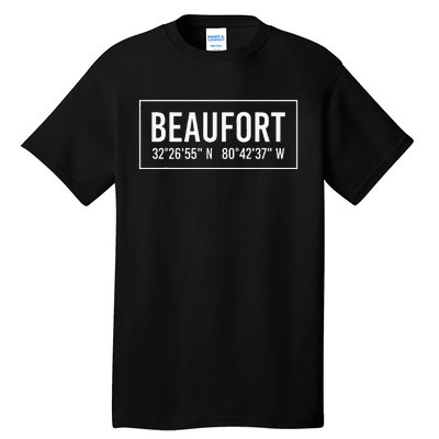 Beaufort Sc South Carolina Funny City Coordinates Home Gift Tall T-Shirt