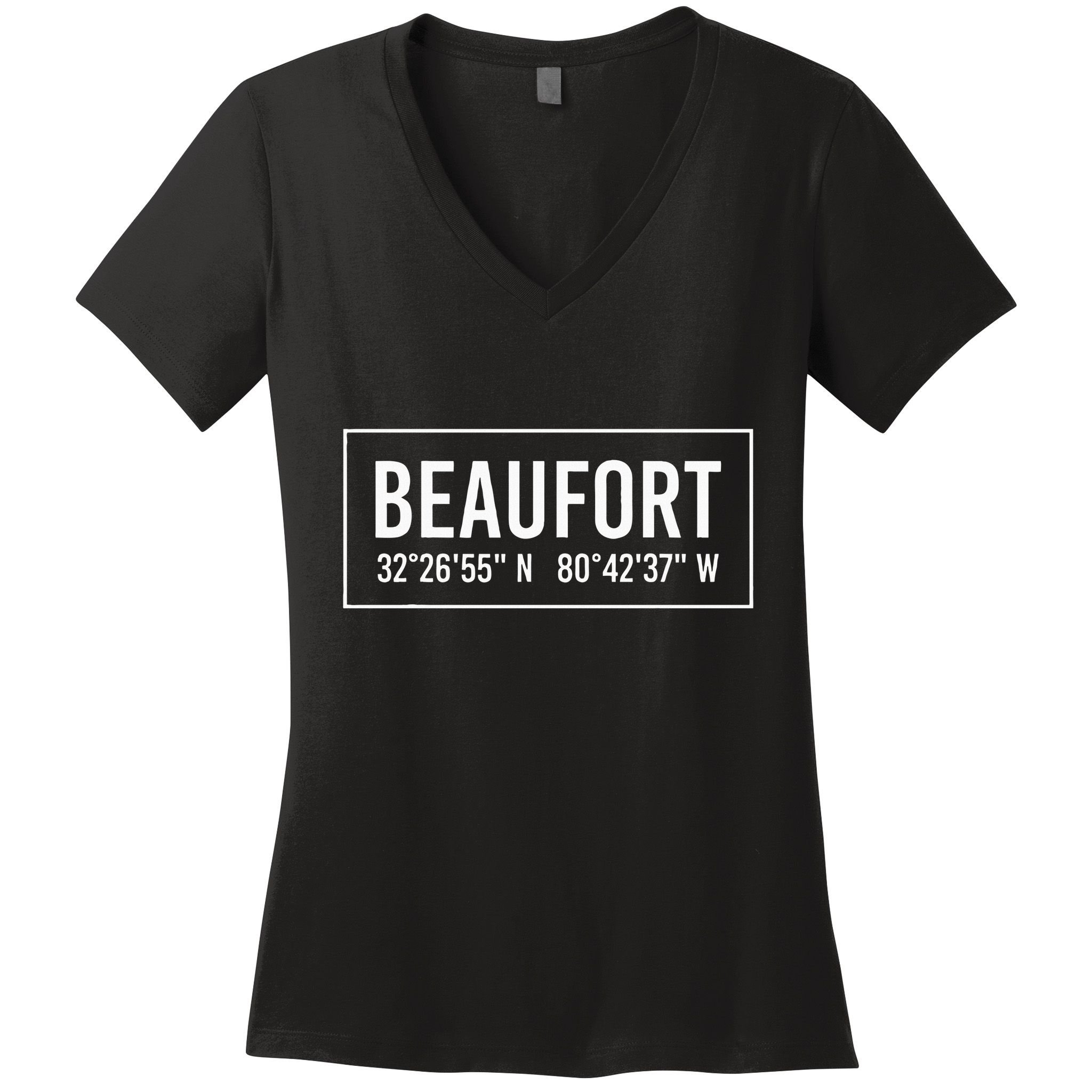 Beaufort Sc South Carolina Funny City Coordinates Home Gift Women's V-Neck T-Shirt
