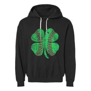 Baseball Shamrock St. Patrick's Day Saint Paddy's Garment-Dyed Fleece Hoodie