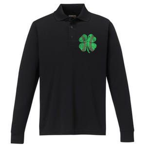 Baseball Shamrock St. Patrick's Day Saint Paddy's Performance Long Sleeve Polo