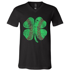 Baseball Shamrock St. Patrick's Day Saint Paddy's V-Neck T-Shirt