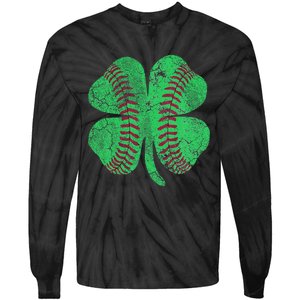 Baseball Shamrock St. Patrick's Day Saint Paddy's Tie-Dye Long Sleeve Shirt