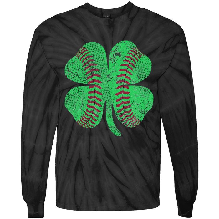 Baseball Shamrock St. Patrick's Day Saint Paddy's Tie-Dye Long Sleeve Shirt