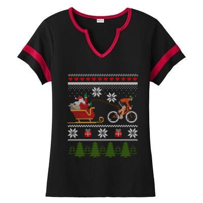 Bike Sledding Santa Sleigh Christmas Cycling Meaningful Gift Ladies Halftime Notch Neck Tee