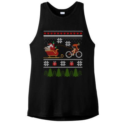 Bike Sledding Santa Sleigh Christmas Cycling Meaningful Gift Ladies PosiCharge Tri-Blend Wicking Tank