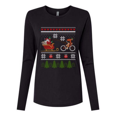 Bike Sledding Santa Sleigh Christmas Cycling Meaningful Gift Womens Cotton Relaxed Long Sleeve T-Shirt