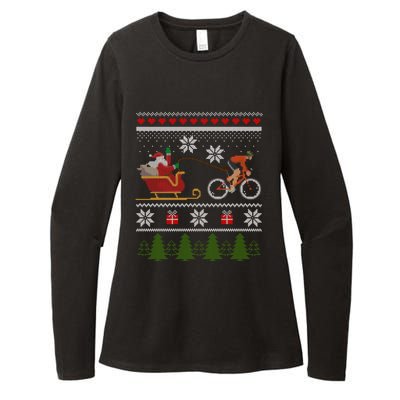 Bike Sledding Santa Sleigh Christmas Cycling Meaningful Gift Womens CVC Long Sleeve Shirt