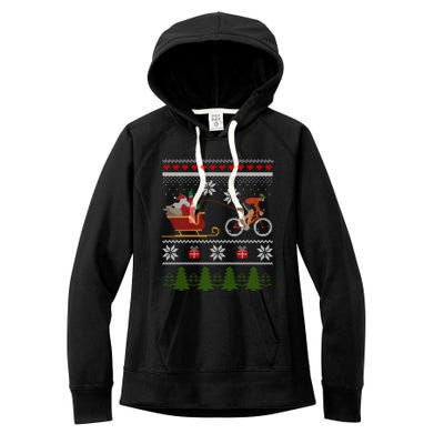 Bike Sledding Santa Sleigh Christmas Cycling Meaningful Gift Women's Fleece Hoodie