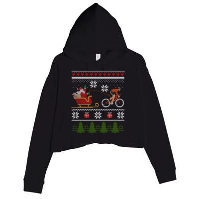 Bike Sledding Santa Sleigh Christmas Cycling Meaningful Gift Crop Fleece Hoodie