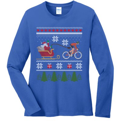 Bike Sledding Santa Sleigh Christmas Cycling Meaningful Gift Ladies Long Sleeve Shirt