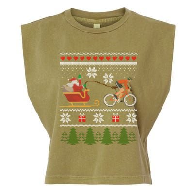 Bike Sledding Santa Sleigh Christmas Cycling Meaningful Gift Garment-Dyed Women's Muscle Tee