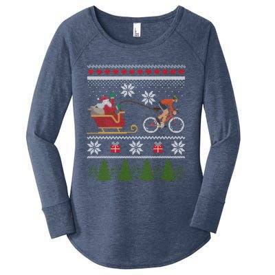 Bike Sledding Santa Sleigh Christmas Cycling Meaningful Gift Women's Perfect Tri Tunic Long Sleeve Shirt