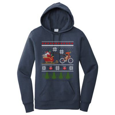 Bike Sledding Santa Sleigh Christmas Cycling Meaningful Gift Women's Pullover Hoodie