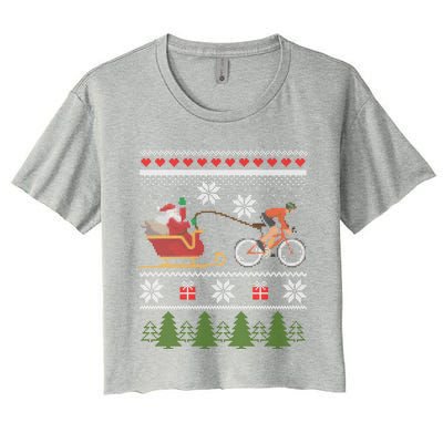 Bike Sledding Santa Sleigh Christmas Cycling Meaningful Gift Women's Crop Top Tee