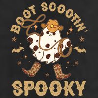 Boot Scootin Spooky Cute Halloween Cowboy Ghost 7 Panel Mesh Trucker Snapback Hat