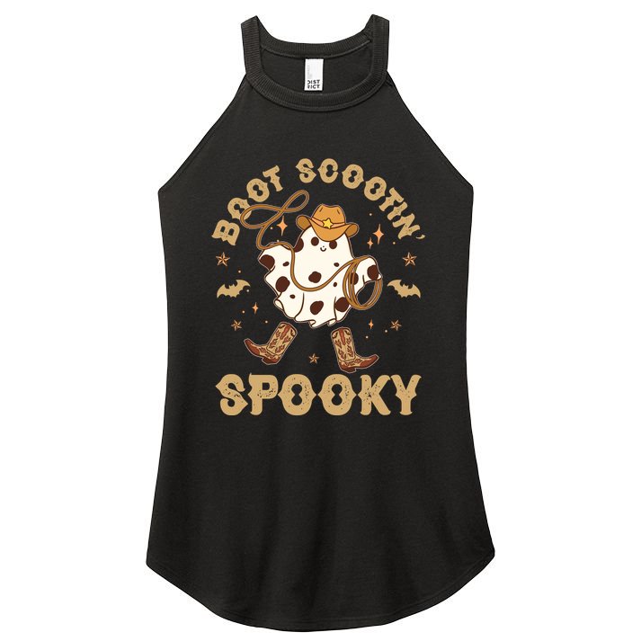 Boot Scootin Spooky Cute Halloween Cowboy Ghost Women's Perfect Tri Rocker Tank