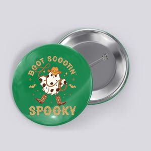 Boot Scootin Spooky Cute Halloween Cowboy Ghost Button