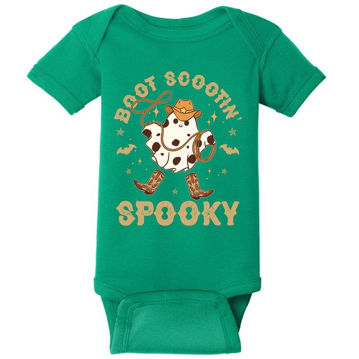 Boot Scootin Spooky Cute Halloween Cowboy Ghost Baby Bodysuit